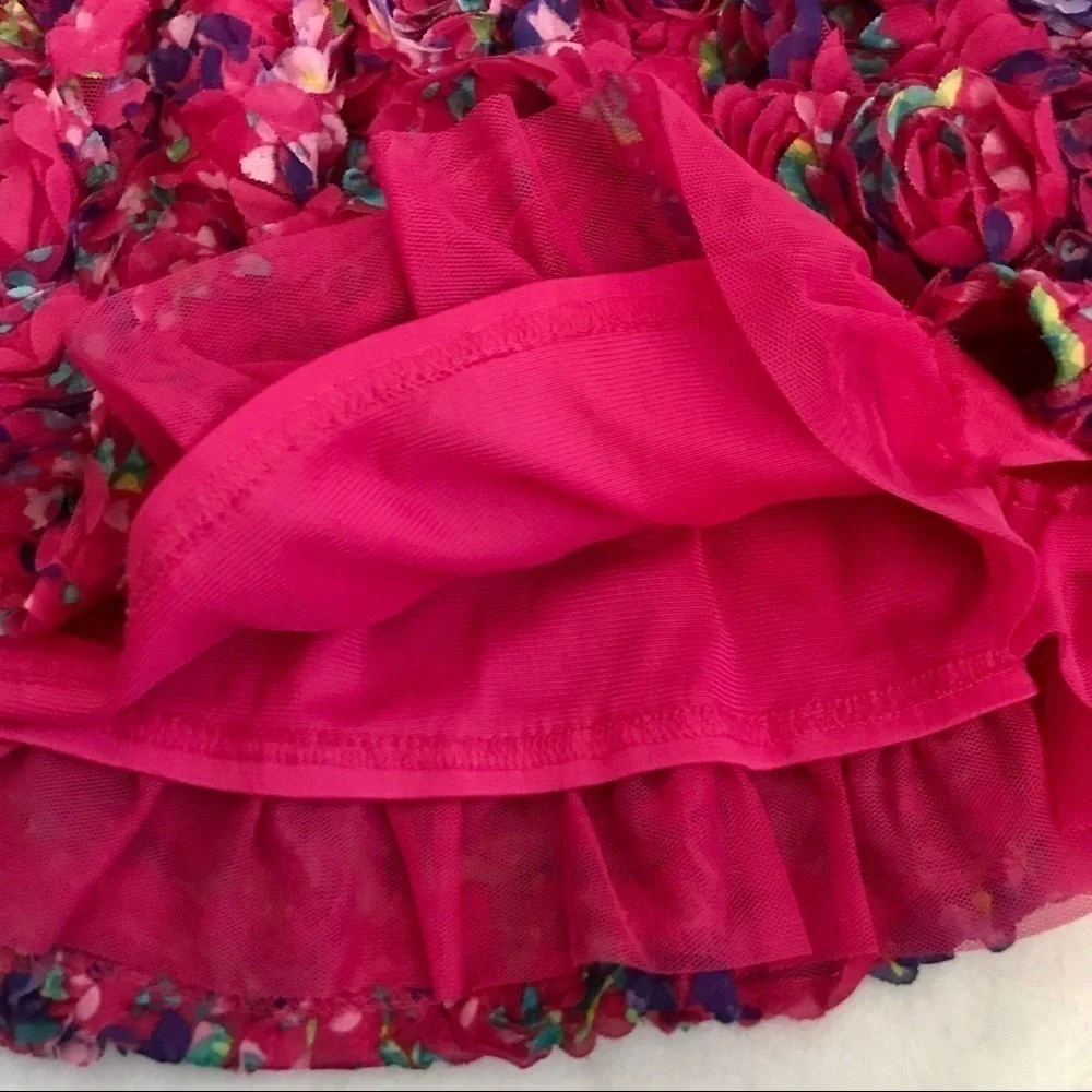 The Children's Place Pink 3D Floral Layered Skirt Girls Size Small Dressy